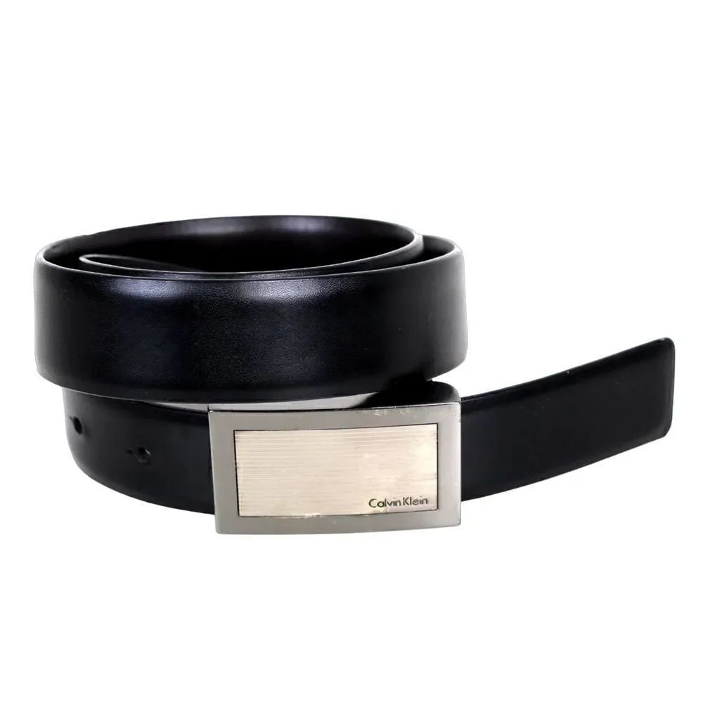 Calvin Klein BLACK BROWN LEATHER 1 3/8"Wd RVRSBL CASUAL DRESS MEN'S BELT 32 (G46